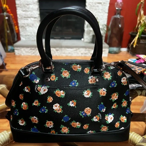 Beautiful COACH Black Floral Handbag Mini Tote Bag See Description NWOT - Picture 5 of 13